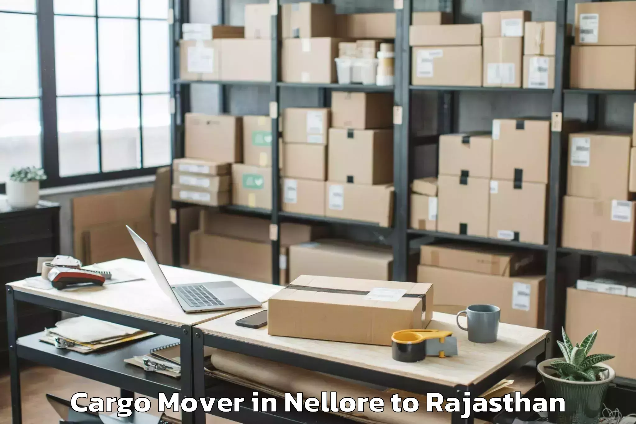 Top Nellore to Mewar University Chittorgarh Cargo Mover Available